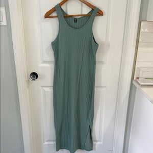 SHEIN Sage Green Ribbed Tank Maxi Dress